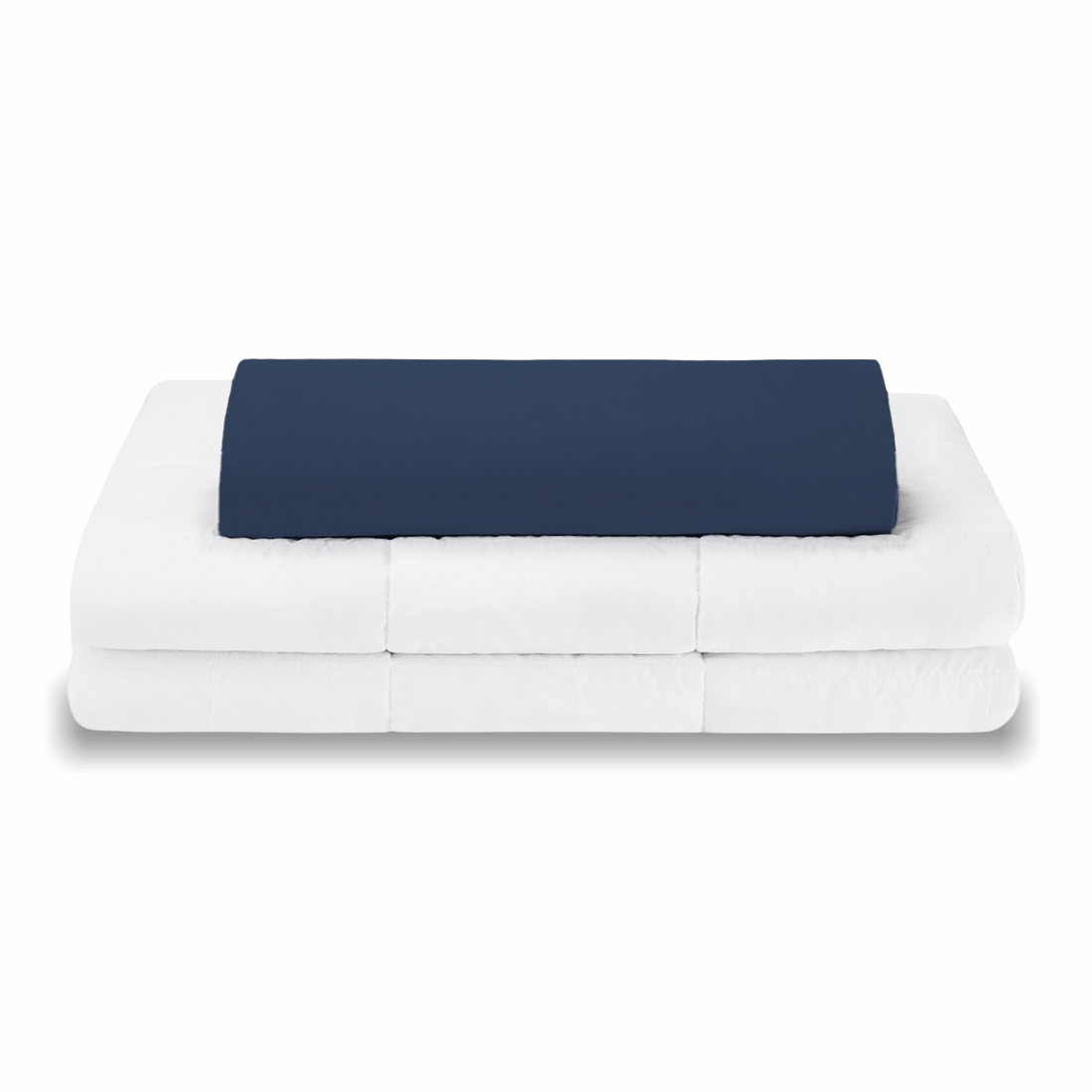 Kołdra Obciążeniowa Premium Biała Poszewka Bawełniana Granatowa HuggyMoon profil